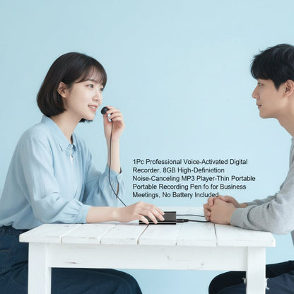 1Pc Professional Voice-Activated Digital Recorder, 8GB High-Definition Noise-Canceling MP3 Player, Ultra-Thin Portable Recording Pen for Business Meetings, No Battery Included