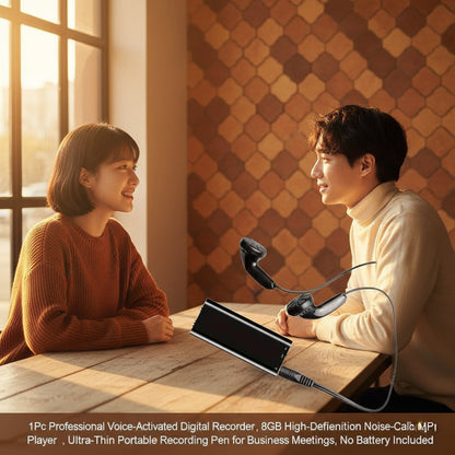 1Pc Professional Voice-Activated Digital Recorder, 8GB High-Definition Noise-Canceling MP3 Player, Ultra-Thin Portable Recording Pen for Business Meetings, No Battery Included
