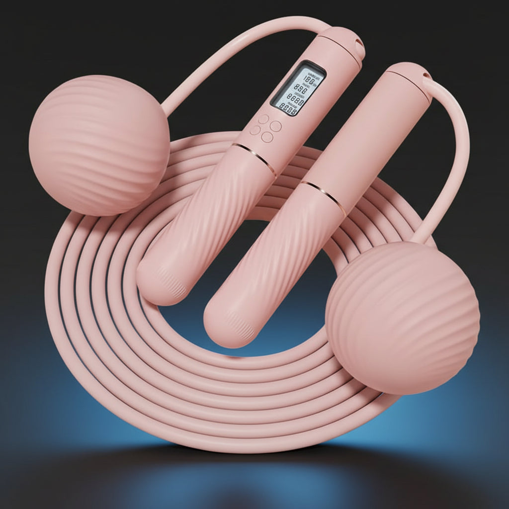 2 in 1 Cordless Jump Rope with Counter for Fitness - Adjustable Smart Skipping Rope for Men Women Kids Outdoor Speed Boxing Crossfit Workout Exercise Cardio Large Ball-Weighted Jump Rope