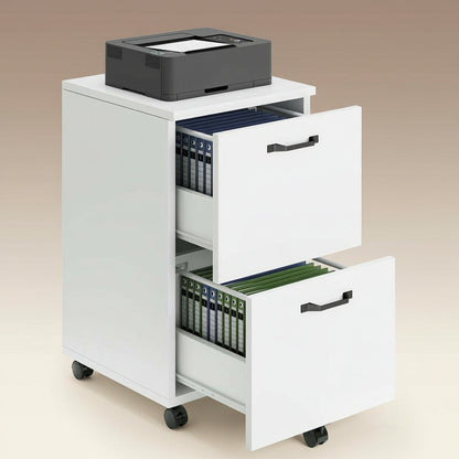2-Drawer File Cabinet,Rolling File Cabinet with Locking Casters,2 Drawer Storage for A4 & Letter Size,Mobile Organizer for Home Office and Dorm Room