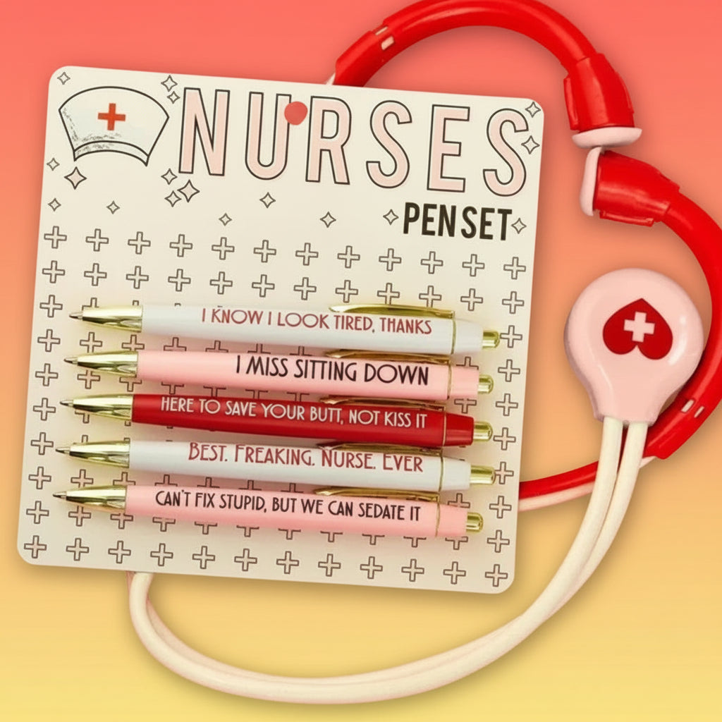 2025 New 5Pc Funny Nurse Pens Set Inspirational Ballpoint Pen,Novelty Pen Set Novelty Pen Stationery Supplies for Student Doctor