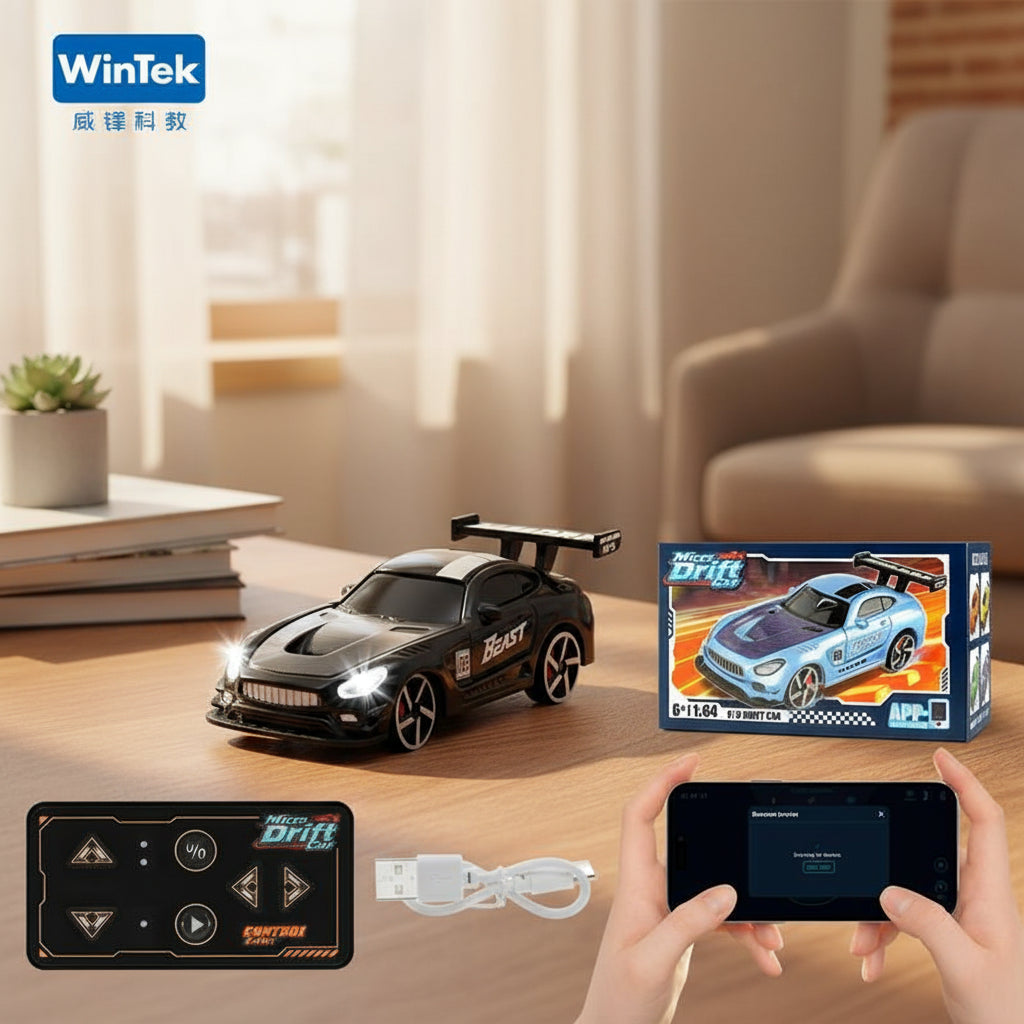 2026 Wintek 1:64 Mini Drift RC Car – Adult Desktop Racing Toy, App-Controlled RC with LED Lights & Adjustable Speed, Cool Gift for Boyfriend & Men