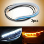 2Pcs 12V LED DRL Car Daytime Running Light Flexible Waterproof Strip Auto Headlights White Turn Signal Yellow Brake Flow Lights