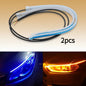 2Pcs 12V LED DRL Car Daytime Running Light Flexible Waterproof Strip Auto Headlights White Turn Signal Yellow Brake Flow Lights