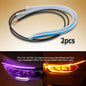 2Pcs 12V LED DRL Car Daytime Running Light Flexible Waterproof Strip Auto Headlights White Turn Signal Yellow Brake Flow Lights