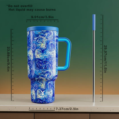 40Oz Vacuum Flask, Vacuum Insulated Tumbler, Stainless Steel Water Bottle with Handle, Large Capacity Drinking Cup for Home Office Outdoor Camping