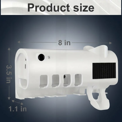 3-In-1 Toothbrush Holder with Smart Automatic Toothpaste Dispenser USB Charging Wall-Mounted Bathroom Storage Box Holds up to 4 Brushes Simultaneously Space-Saving