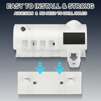3-In-1 Toothbrush Holder with Smart Automatic Toothpaste Dispenser USB Charging Wall-Mounted Bathroom Storage Box Holds up to 4 Brushes Simultaneously Space-Saving
