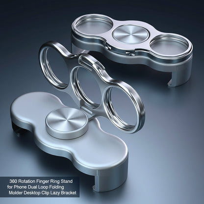 360 Rotation Finger Ring Stand for Phone Dual Loop Folding Mobile Holder Desktop Clip Lazy Bracket