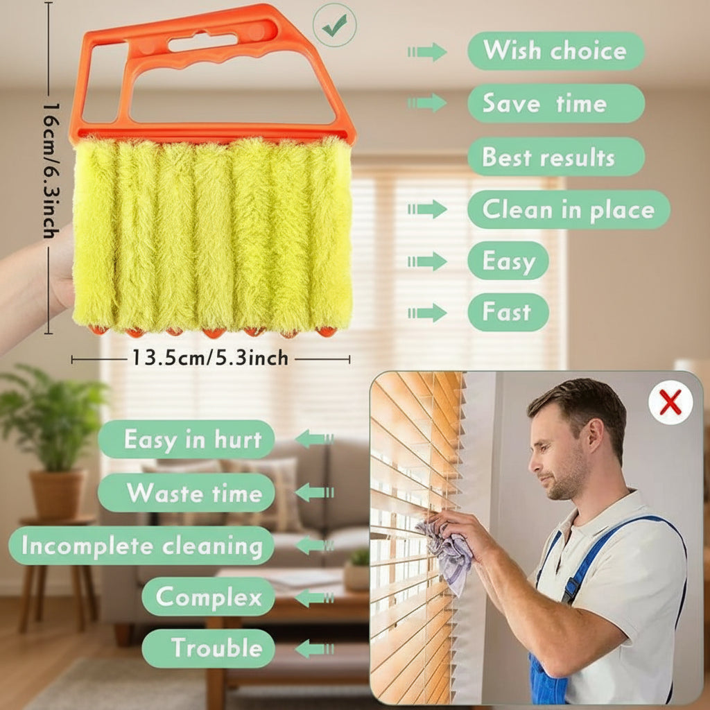 3Pcs Window Blind Cleaning Brush, Window Blind Cleaner, Air Conditioning Outlet Dust Removal Brush, Hand-Held Curtain Brush, Heavy Duty, Home Care Supplies, Yellow Household Items-Mm