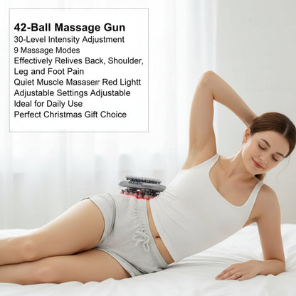42-Ball Massage Gun 30-Level Intensity Adjustment 9 Massage Modes Effectively Relieves Back, Shoulder, Leg, and Foot Pain Quiet Muscle Massager Features Red Light Therapy Adjustable Settings Ideal for Daily Use Perfect Christmas Gift Choice