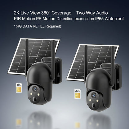 4G LTE Solar Powered Security Camera CB114S with 2K Live View 360° Coverage Two Way Audio PIR Motion Detection IP65 Waterproof Outdoor Surveillance（4G DATA REFILL Required）