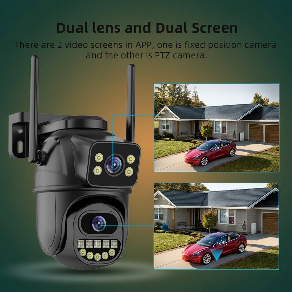 4K 8MP HD Wifi PTZ Camera Outdoor 4MP Dual Lens Dual Screen AI Auto Tracking IP Camera CCTV Audio Video Surveillance P2P Icsee