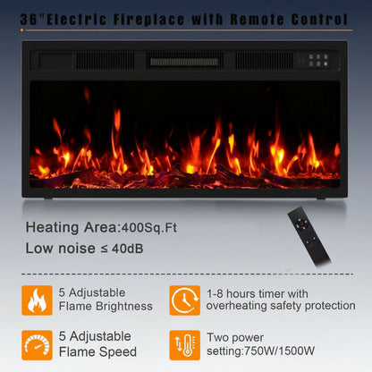70Inch Cable Management Television Stand with Electric Fireplace, Wood White