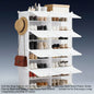 6/8-Tier Shoe Cabinet, 24/32-Tier Capacity, with Side Hooks, Sturdy Metal Frame, and Black and White Plastic Panel Shelves. Suitable for Entryways, Living Rooms, and Walk-In Closets