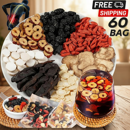 60 Bag Kidney Tea Formula Ginseng Five Treasure Tea Organic Kidney Cleanse Detox Tea Ginseng Red Date Mulberry Herbal Formula Hinese Chinese Health Tea for Men Women