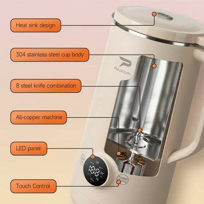 8-In-1 Multifunctional Automatic Nut Milk Machine&Coffee Maker, 27Oz Auto Self-Cleaning, Baby Food, Delay Start, Keep Warm, Boil Water – Stainless Steel, White,Soy Milk Maker for Homemade Almond, Oat, Coconut, Juice, Milkshake, Grains, Creamy Soup,Gifts