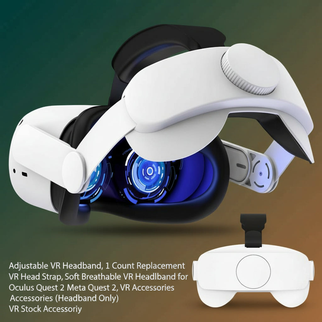 Adjustable VR Headband, 1 Count Replacement VR Head Strap, Soft Breathable VR Headband for Oculus Quest 2 Meta Quest 2, VR Accessories (Headband Only), VR Stock Accessory