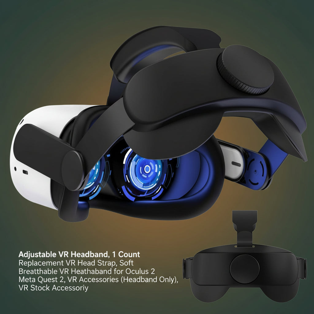 Adjustable VR Headband, 1 Count Replacement VR Head Strap, Soft Breathable VR Headband for Oculus Quest 2 Meta Quest 2, VR Accessories (Headband Only), VR Stock Accessory