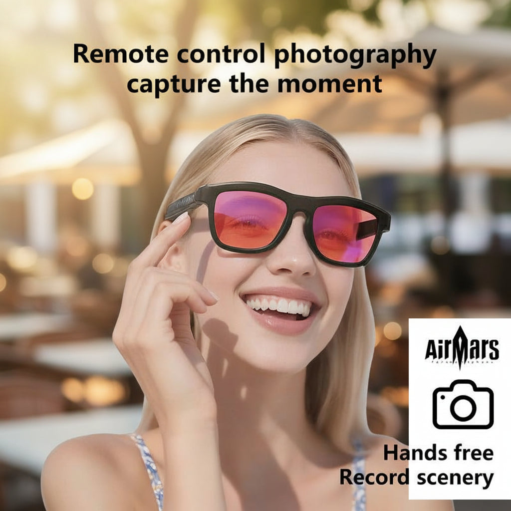 Airmars GV90AI Smart AI Translation Glasses with Bluetooth Headphones, Sliding Dimming & Color Changing Lenses, UV Protection, One-Touch Multi-Function Control, Easy-To-Use Wearable