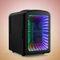 Antarctic Star 4L Mini Compact Refrigerator with Gaming Light: 6-Can Portable Cooler for Bedroom, Car, Office, Dorm - Cosmetics, Beverage & Food Storage (Black)
