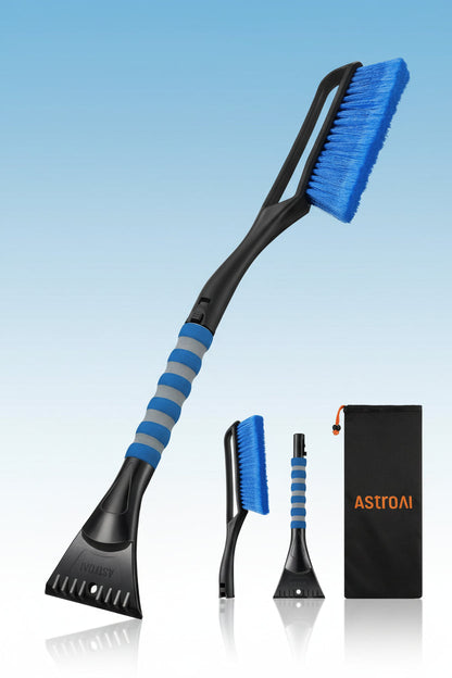 Astroai 27" Snow Brush and Ice Scrapers for Car Windshield, Detachable Snow Scrapers with Ergonomic Foam Grip for Cars, Trucks, Suvs (Heavy Duty ABS, PVC Brush, Orange)