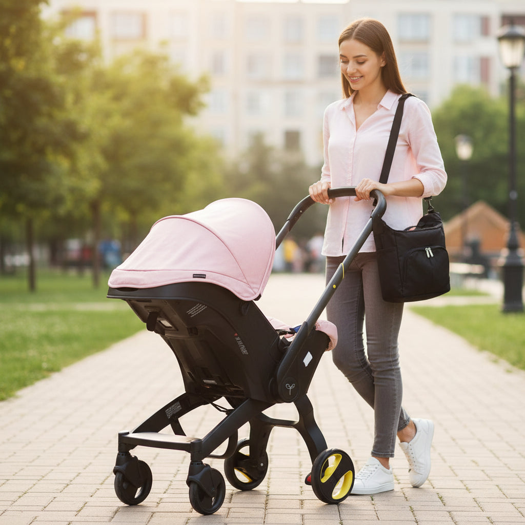 Baby Stroller with Free Bag ,Newborn Stroller,Foldable Stroller Legs,Equipped with Chest Clip,One-Click Contraction Function,Alloy Metal Material,4-Wheel Travel Toddler Stroller