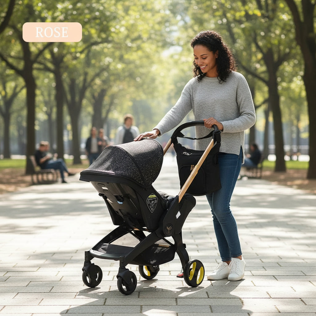 Baby Stroller with Free Bag ,Newborn Stroller,Foldable Stroller Legs,Equipped with Chest Clip,One-Click Contraction Function,Alloy Metal Material,4-Wheel Travel Toddler Stroller