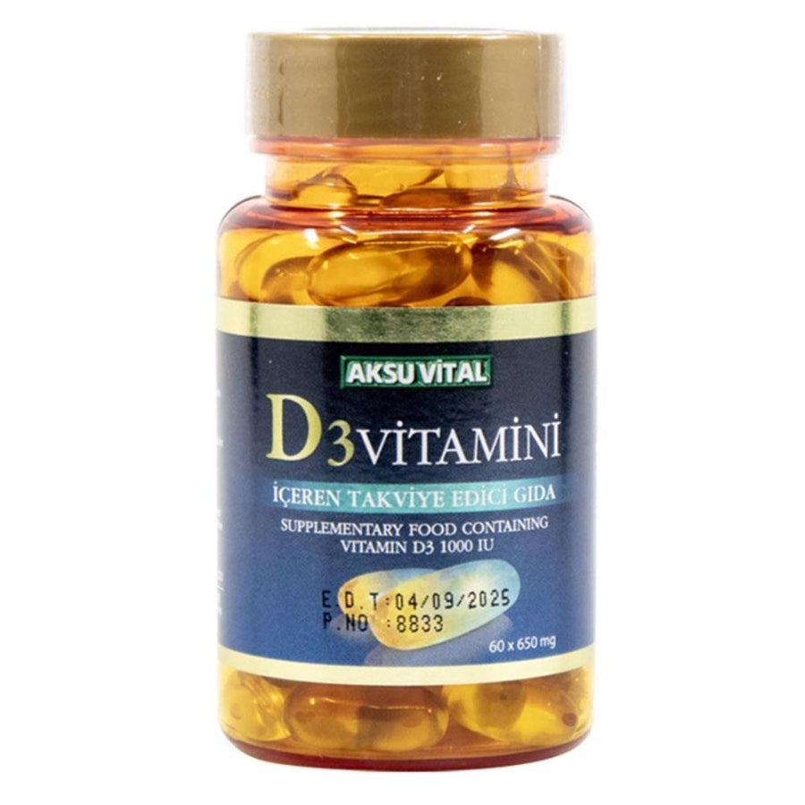 Aksu Vital Vitamin D3 650mg Dietary Supplement 60 Capsules