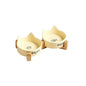 Aquax Bamboo and Ceramic Double Pet Bowl Set Yellow