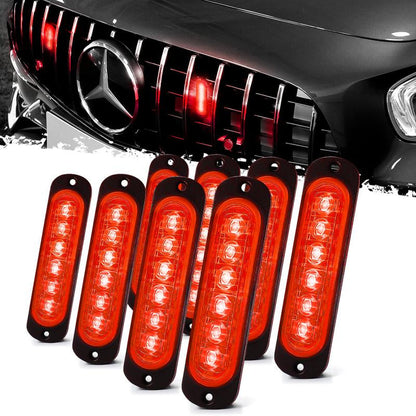DIBMS Dual Color LED Emergency Strobe Lights - 8X Amber & White 6 LED Warning Light Bar for Cars, Trucks, Vans, ATVs & SUVs - Surface Mount Hazard Lights