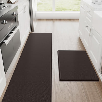 Kitchen Mats, 2PCS Kitchen Rugs, Cushioned anti Fatigue Kitchen Mats for Floor, Non-Slip Standing Desk Mat, Waterproof Kitchen Rug Set for Kitchen,20" X 32"+20" X 94.5"-Full 1Inch Thick,Black