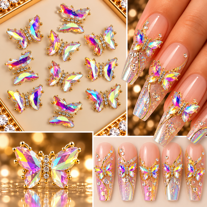 Queen - Nail Charms 10pc - #120 Gold Iridescent Butterflies