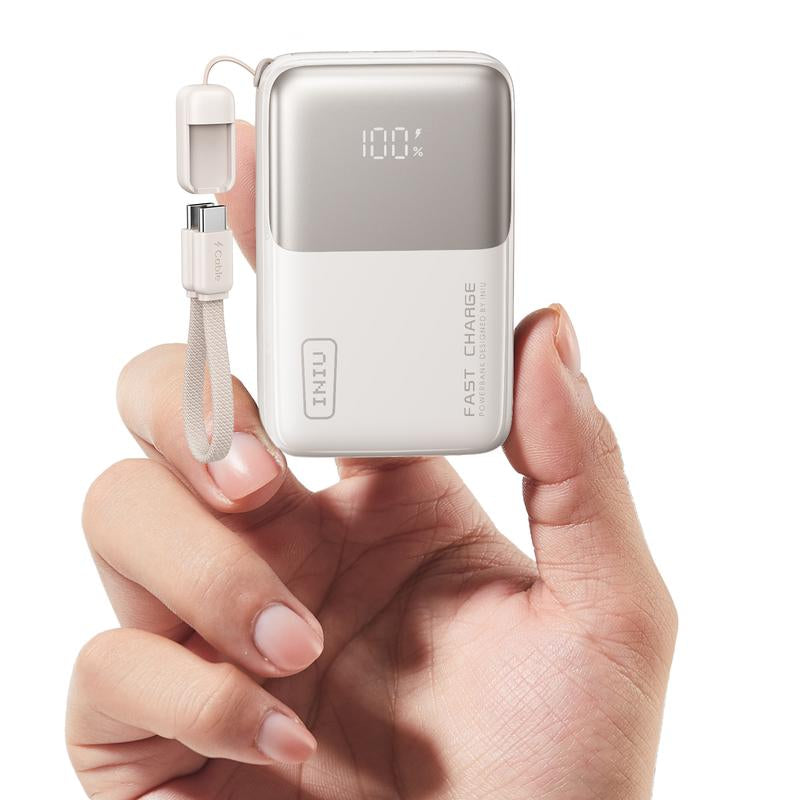 INIU Zapmini 45W PD 10000Mah Power Bank, Ultra Small Pocket Size Powerbank, Carry P50-E1 Travel Essentials Portable Charger, Detachable Lanyard USB C Cable Fast Charge Phone Battery Pack for Iphone 17 16 15 Series Ipad Airpods Samsung Switch Perfect Gift