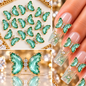 Queen - Nail Charms 10pc - #329 Gold Blue Butterflies