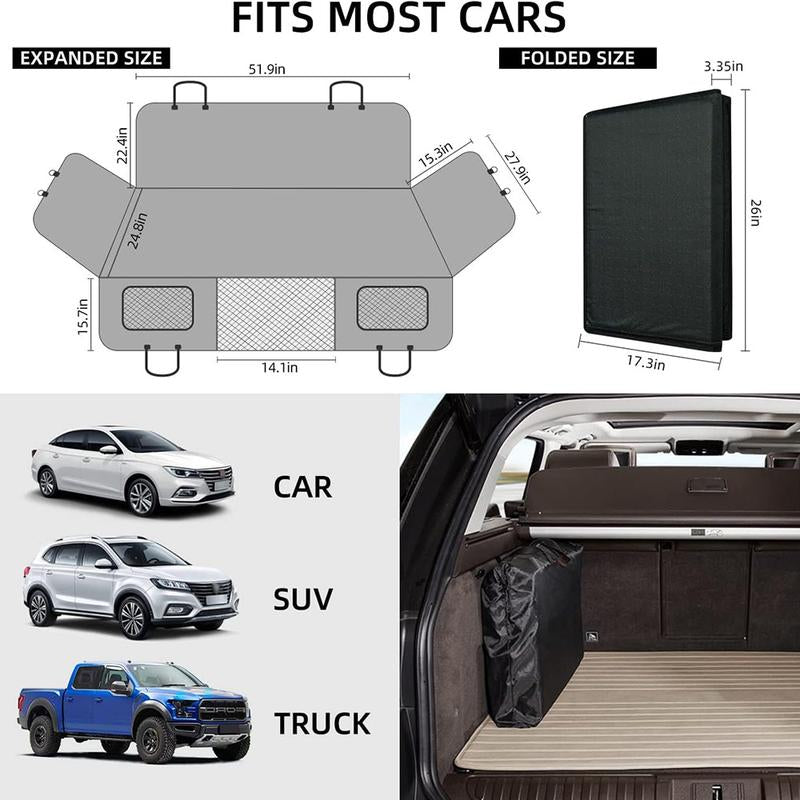 Hard Bottom Dog Car Seat Cover - Folding Passenger Seat Design, 100% Waterproof Pet Hammock with Mesh Window for Cars & Suvs (270LBS Support)