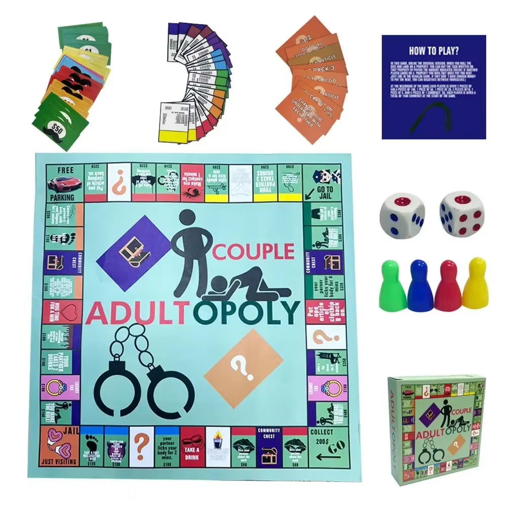 ！！Adultopoly Board Game Couple Adult Opoly Board Game Relationship Card Game Portable Couple Game Valentines Gifts for Him Her..
