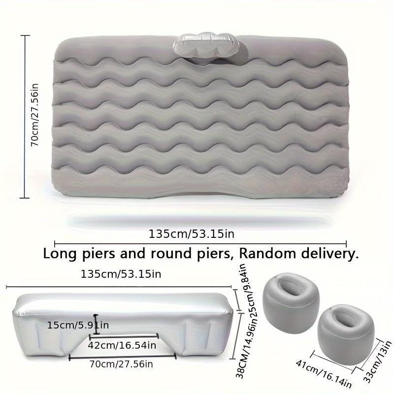 Car Backseat Air Mattress Inflatable Travel Bed for SUV Sedan Holiday Road Trip Sleeping Pad Comfortable Rest for Kids Pets Soft Flocking Wavy Support