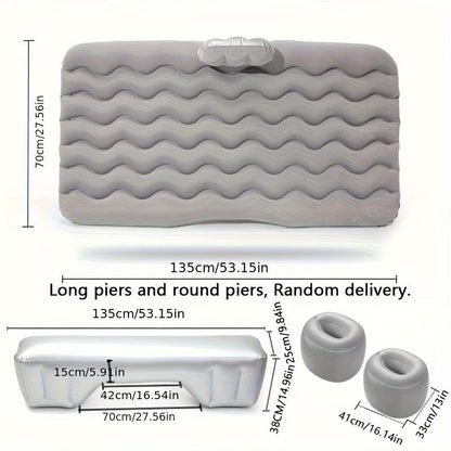 Car Backseat Air Mattress Inflatable Travel Bed for SUV Sedan Holiday Road Trip Sleeping Pad Comfortable Rest for Kids Pets Soft Flocking Wavy Support