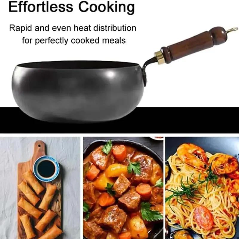 Thick Uncoated Iron Pot, Japanese Iron Pan, Uncoated Cast Iron Pot, Hand-Forged Non-Stick Pan without Coating, High-Purity Frying Pan, Cast Iron Skillet—Universal Kitchen Cookware Suitable for Gas and Induction Stoves.