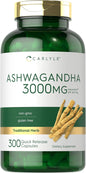 Carlyle Ashwagandha Supplement for Women and Men | 300 Capsules | Herb Root Extract with Black Pepper | Non-Gmo and Gluten Free