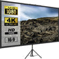 VEVOR Tripod Projector Screen with Stand 100Inch 16:9 4K HD Projection Screen Stand Wrinkle-Free Height Adjustable Portable Screen for Projector Indoor & Outdoor for Movie, , Home Cinema, Gaming, Office