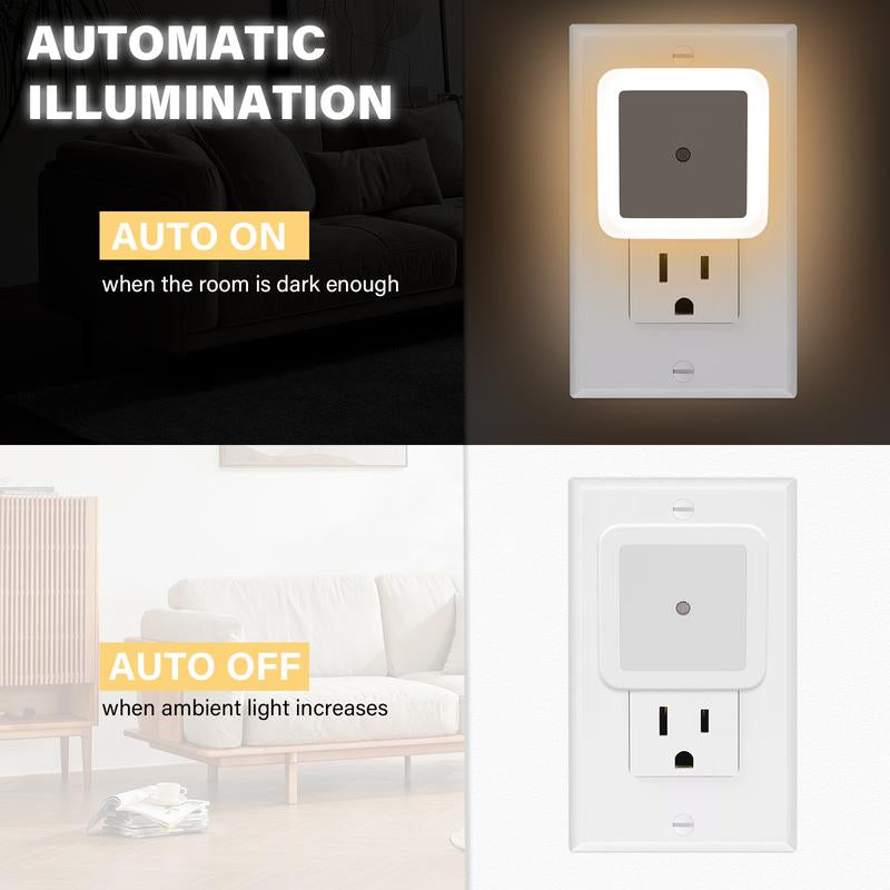 Night Light, Night Lights Plug into Wall 6-Pack, Plug in Night Light, Dusk to Dawn Nightlight Led Night Lights for Bedroom, Bathroom,Hallway Warm White Home Lighting