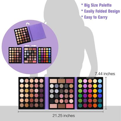 UCANBE Eyeshadow Palette with 15Pcs Brushes Makeup Set, Pigmented 86 Colors Make up Sets Valentine'S Day Gift, Matte Shimmer Glitter Eye Shadow Pallet Highlighter Contour Blush Powder Brush Beauty Kit