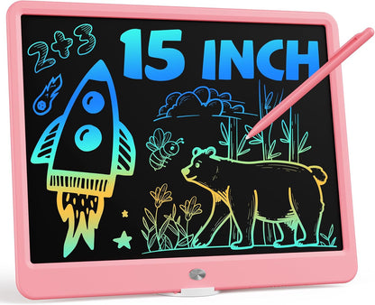 Bravokids 10 Inch LCD Writing Tablet for 3-8 Year Olds - Electronic Drawing Pad and Doodle Board as Educational Birthday Gifts for Girls and Boys (Pink)