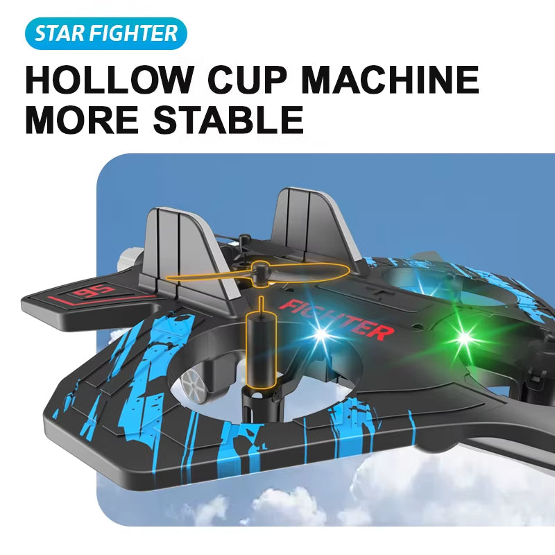 2.4G Remote Control Fighter Electric Foam Glider Stunt Tumbling UAV Hovering Helicopter with LED Colorful Lights Aircraft Model