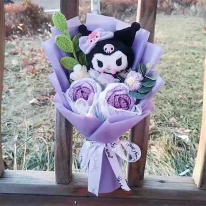 Hello Kitty Cartoon Plush Bouquet Anime Rose Flowers Doll Home Wedding Decoration Christmas Valentine'S Day Gift