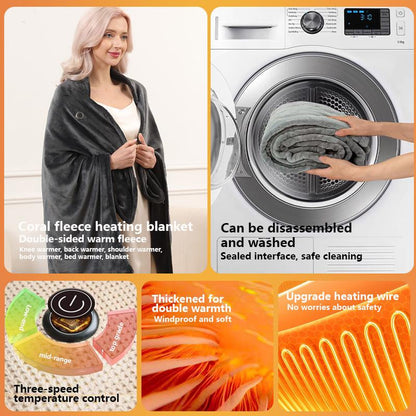USB Heated Blanket (Without Power Bank), Portable Heated Shawl, 3 Heat Settings Shawl, Softnees Heating Blanket for Car Office Home Travel (150 * 50Cm) Personalized Miss Rachel Throw