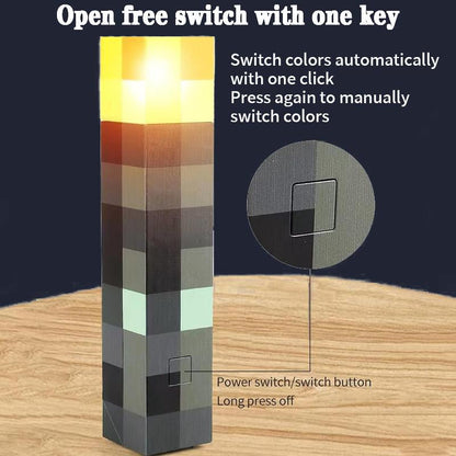 Upgraded Pixel Torch Night Light – USB Pluggable LED Wall Lamp | Handheld Flashlight for Kids Room, Holiday Party & Creative Home Decor,Gifts for Boyfriend.Birthday Gift
