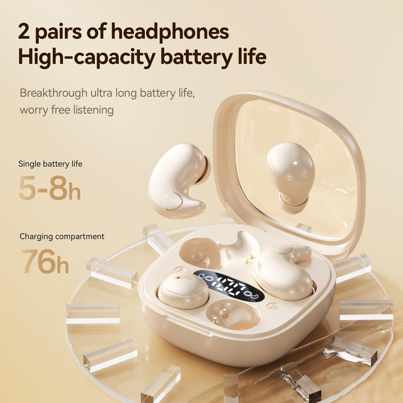 CHENRUIDA M126 Mini Invisible Bluetooth Earbuds (Two Pairs) - Comfortable Sleep Earphones with Active Noise Cancellation, Long Battery Life, Suitable for Side Sleepers, Painless for Extended Wear, High-Definition Sound Quality